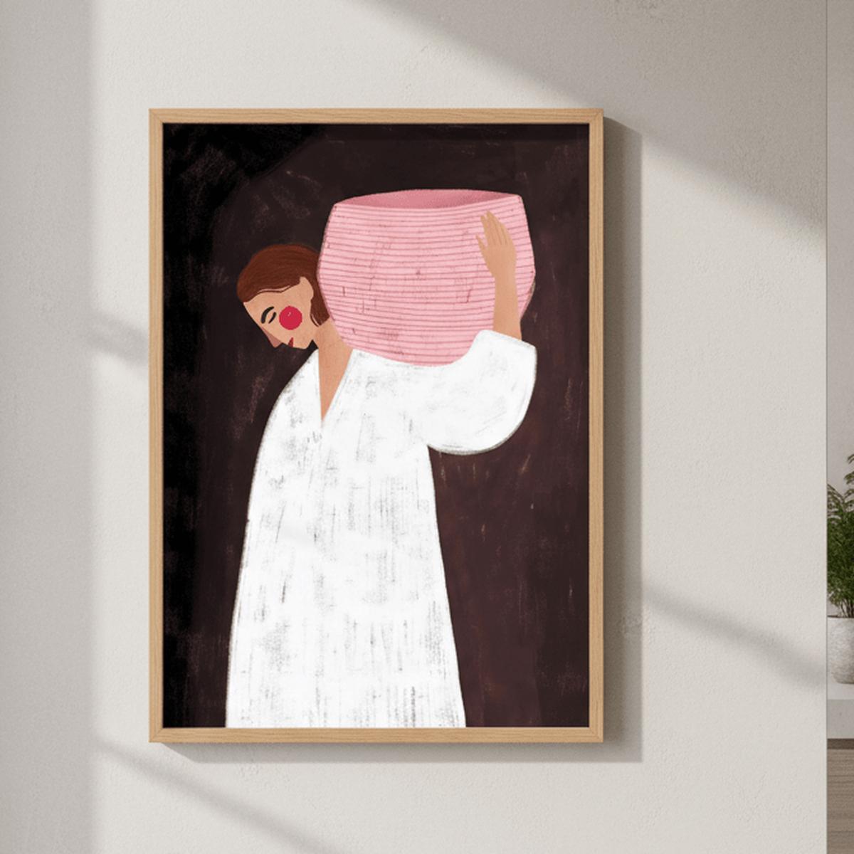 Woman with Pink Basket by Bea Muller