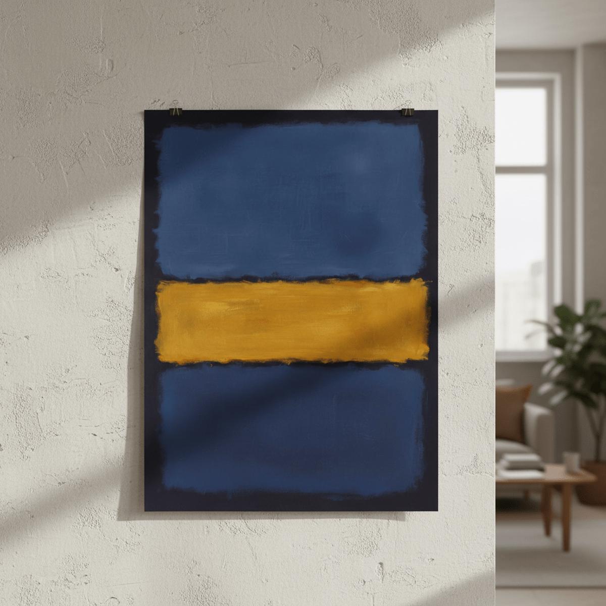 Yellow on Dark and Light Blue Mark Rothko Inspired Abstract Art