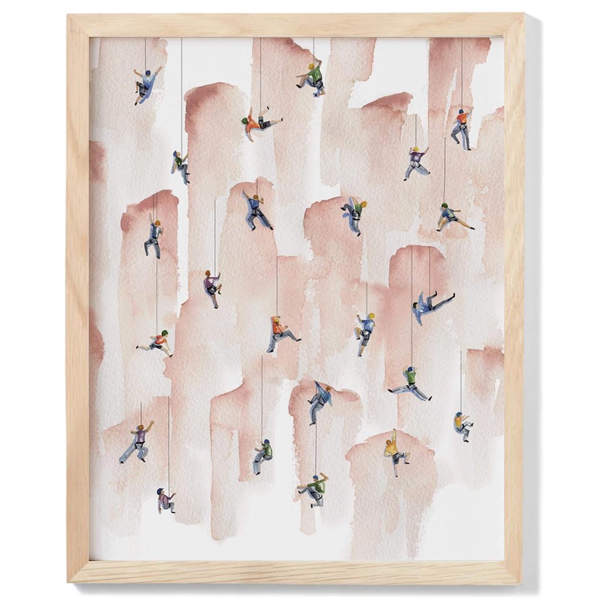 Mini Rock Climbers Watercolour Print - Oak