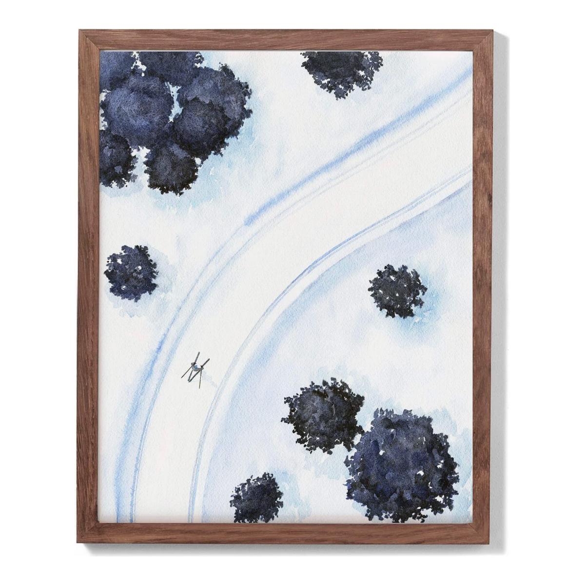 Silent Glide Watercolour Print - Dark Oak
