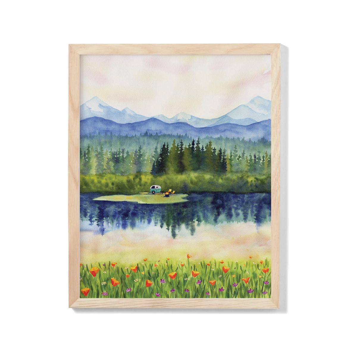 Summer Wanderlust Watercolur Print - Oak Frame