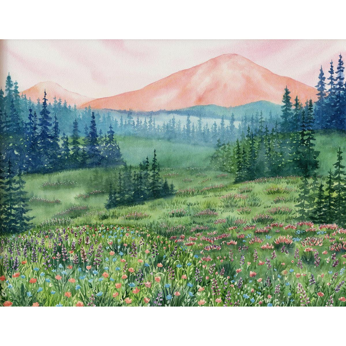 Watercolour Print - Mountains in Bloom | Unframed