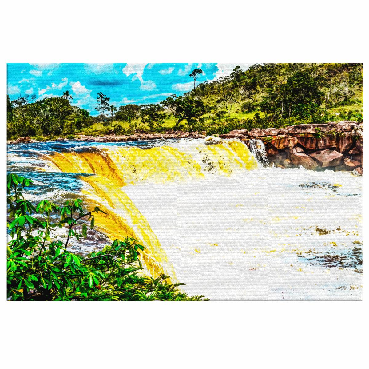 Canaima Falls in Venezuela Watercolor Style Painting Canvas Wall Art