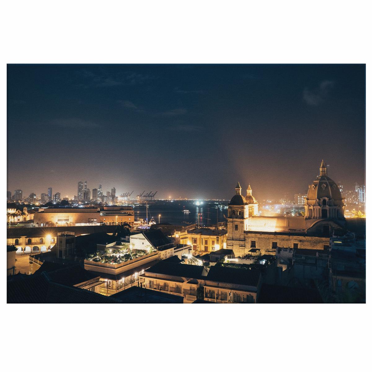 Cartagena At Night Canvas Wall Art
