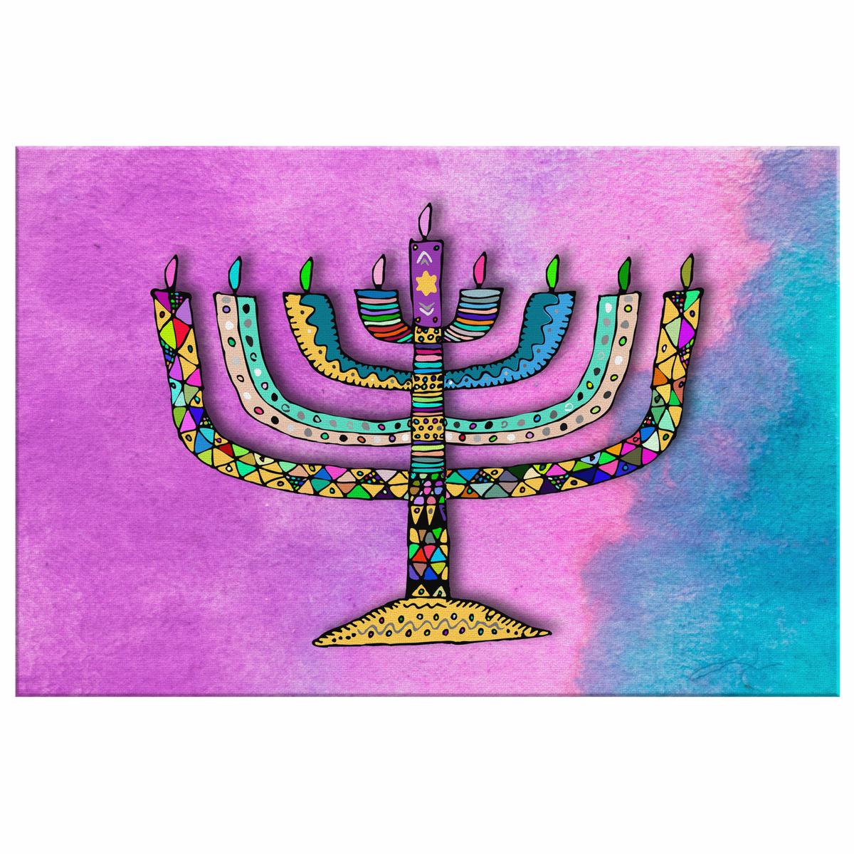 Colorfull Menorah Canvas Wall Art