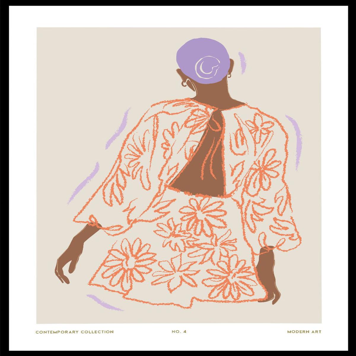 'Figure in Coral II' Aesthetic Art Print