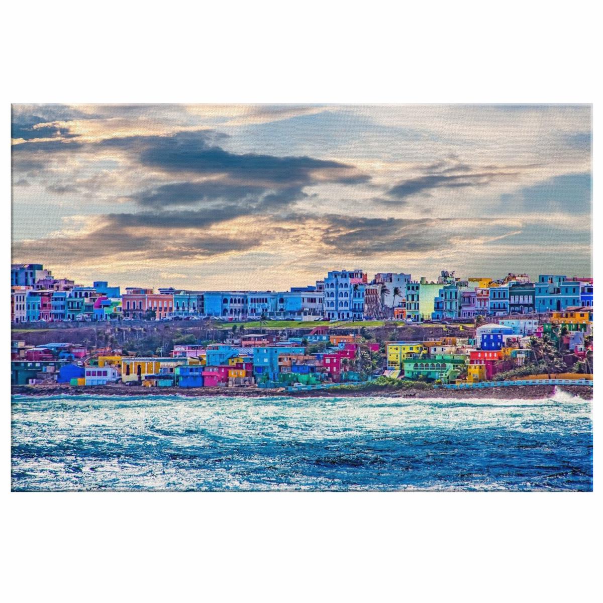 Puerto Rico Coastal Town Canvas Wall Art