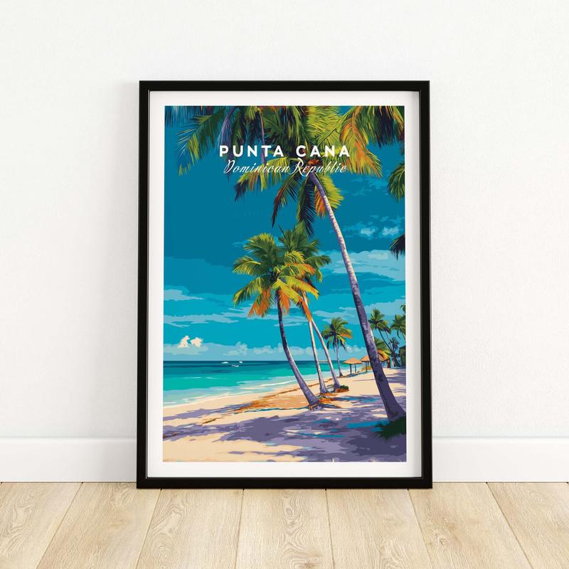 Punta Cana Dominican Republic Palm Tree Beach Poster - Tropical Caribbean Wall Art