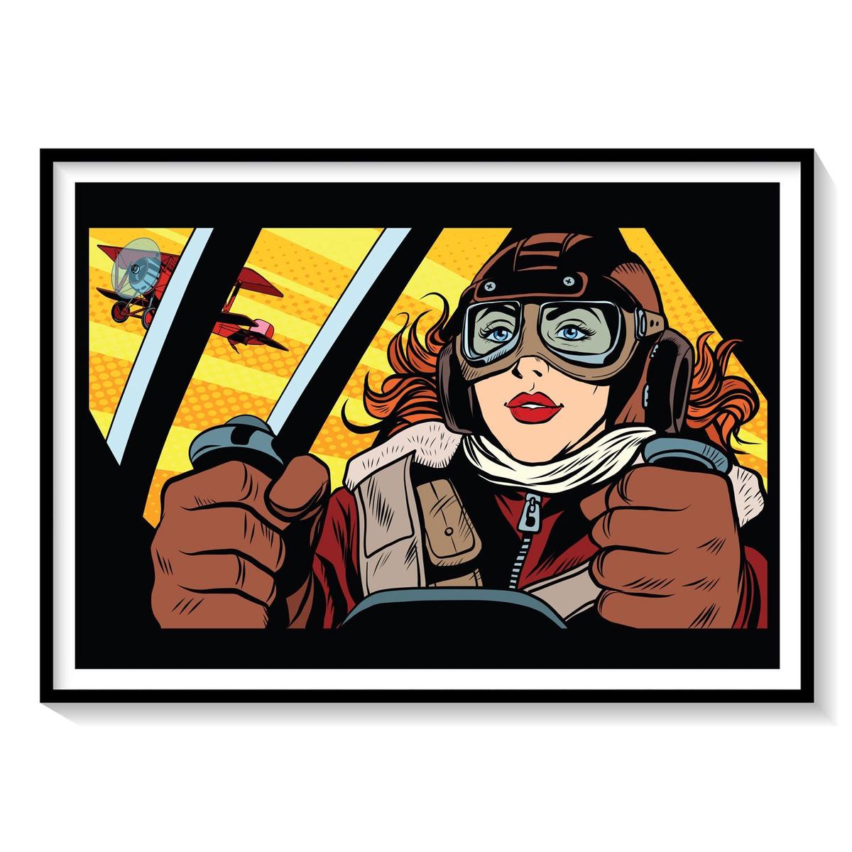 Woman Aviator Pop Art Painting