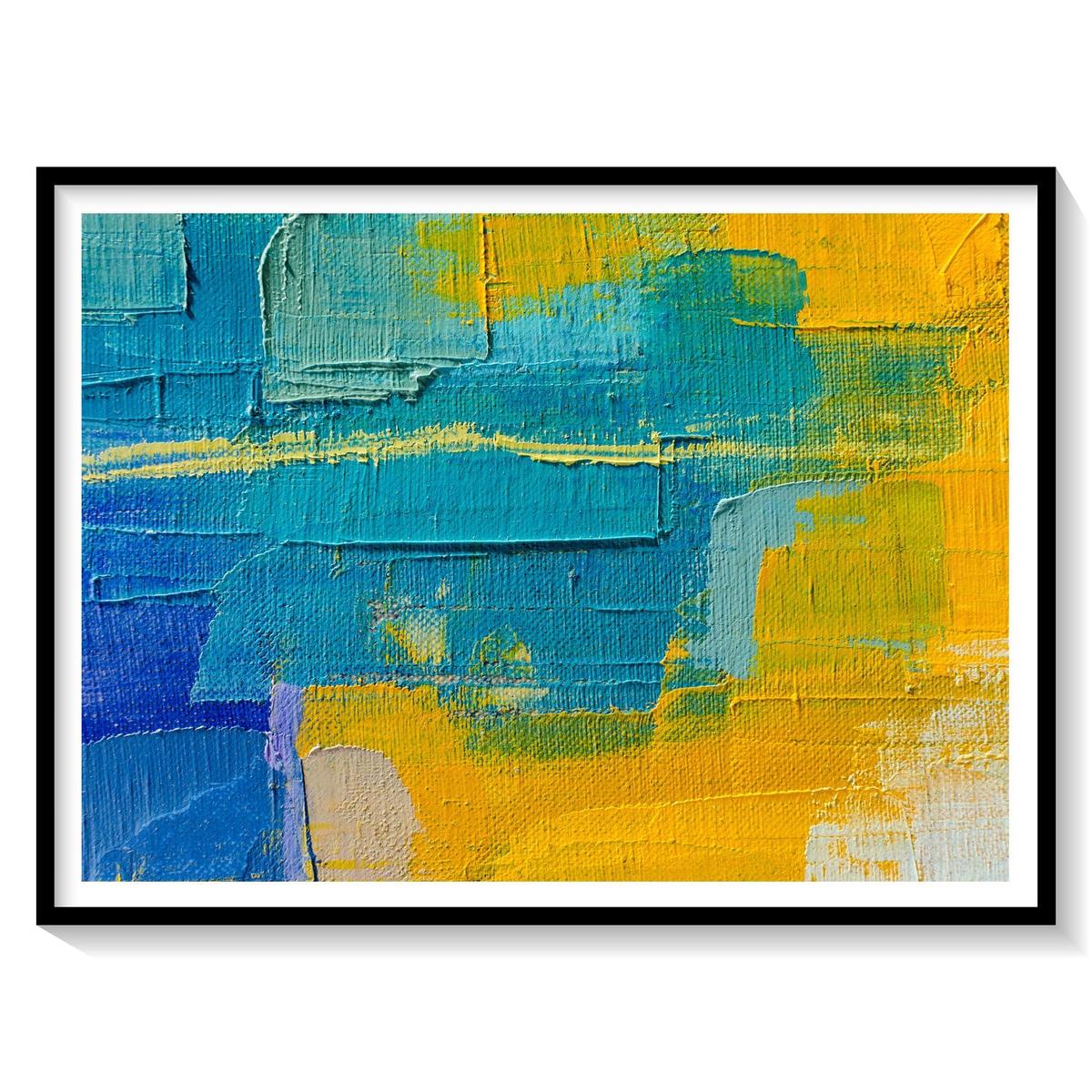 Yellow Blue Textured Abstract Art Painting