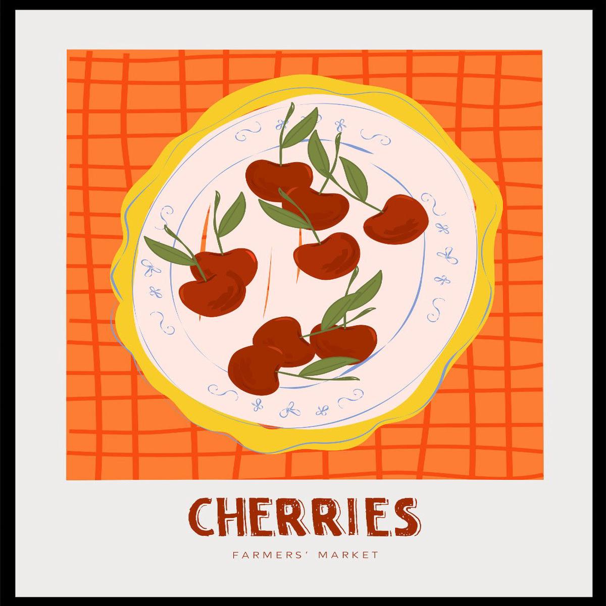 'Plated Cherries' Aesthetic Art Print