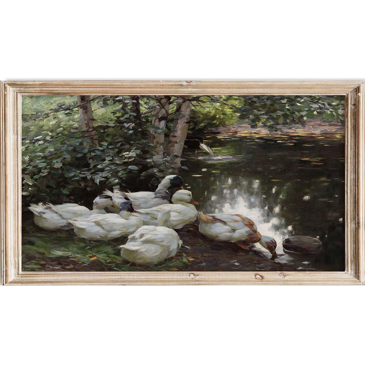 "Six Ducks by the Lake" Art Print
