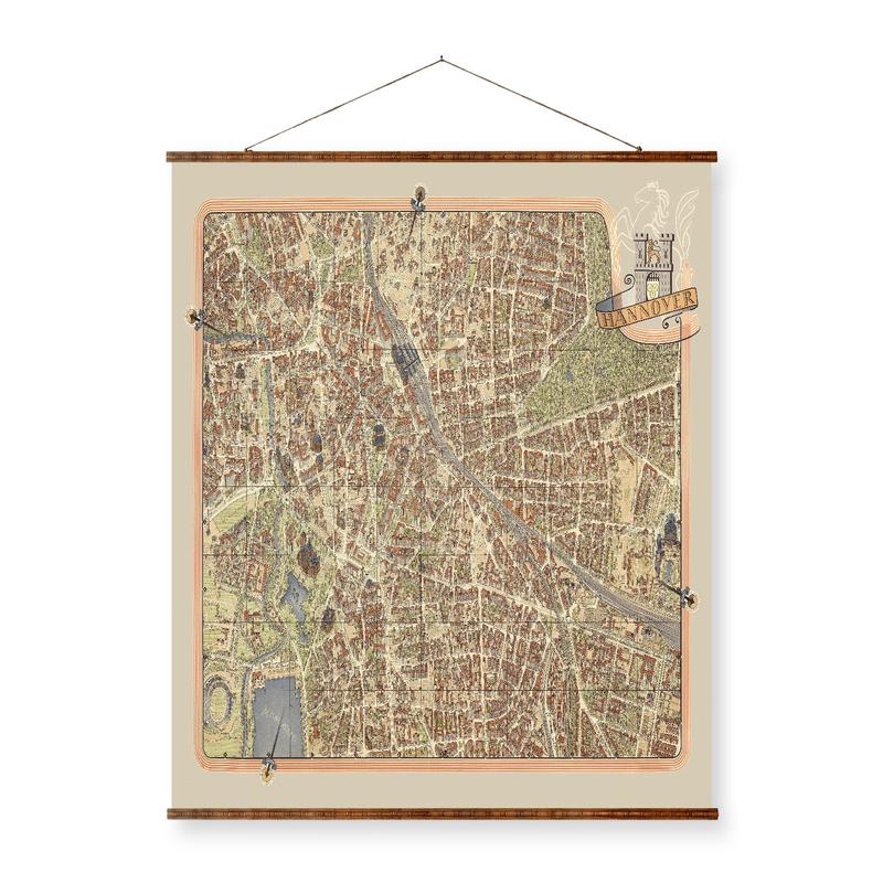 1955 Hannover Map - Vintage City Map Canvas Wall Art - Historic Print Decor