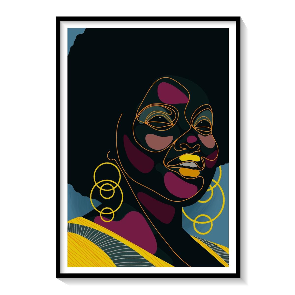 Woman Wearing Hoops by Naledi, Fashion Poster