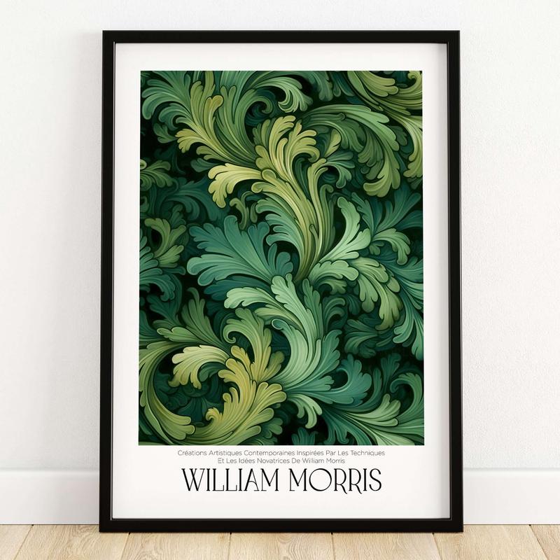 William Morris Prints - Green Acanthus Swirl Pattern Art Print - Botanical Foliage Poster