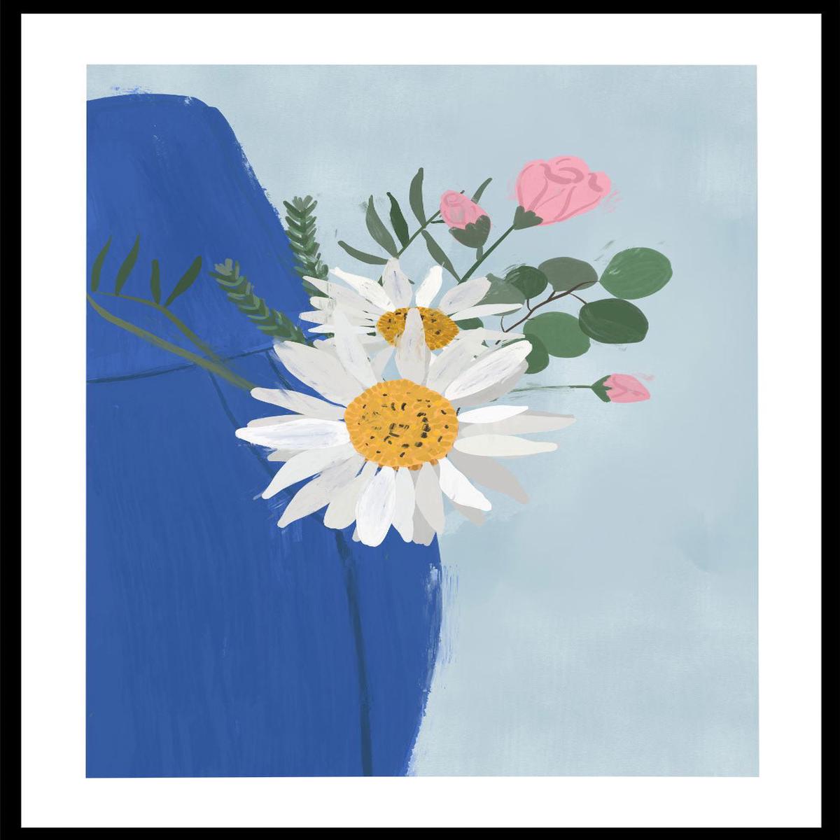 'Daisies in Denim' Aesthetic Art Print