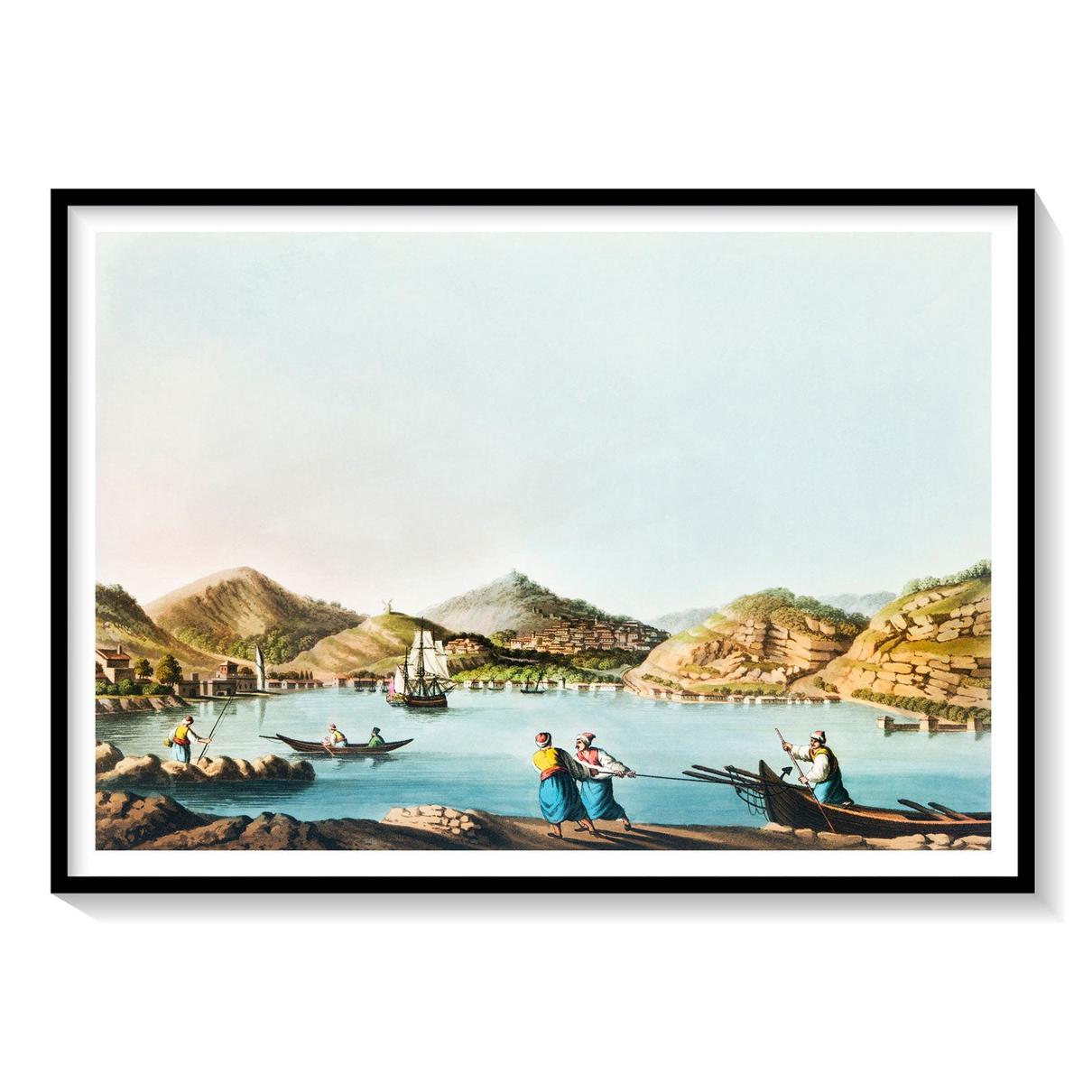 Western Harbour of the Island in Ottoman Dominions, Turkish Art Painting