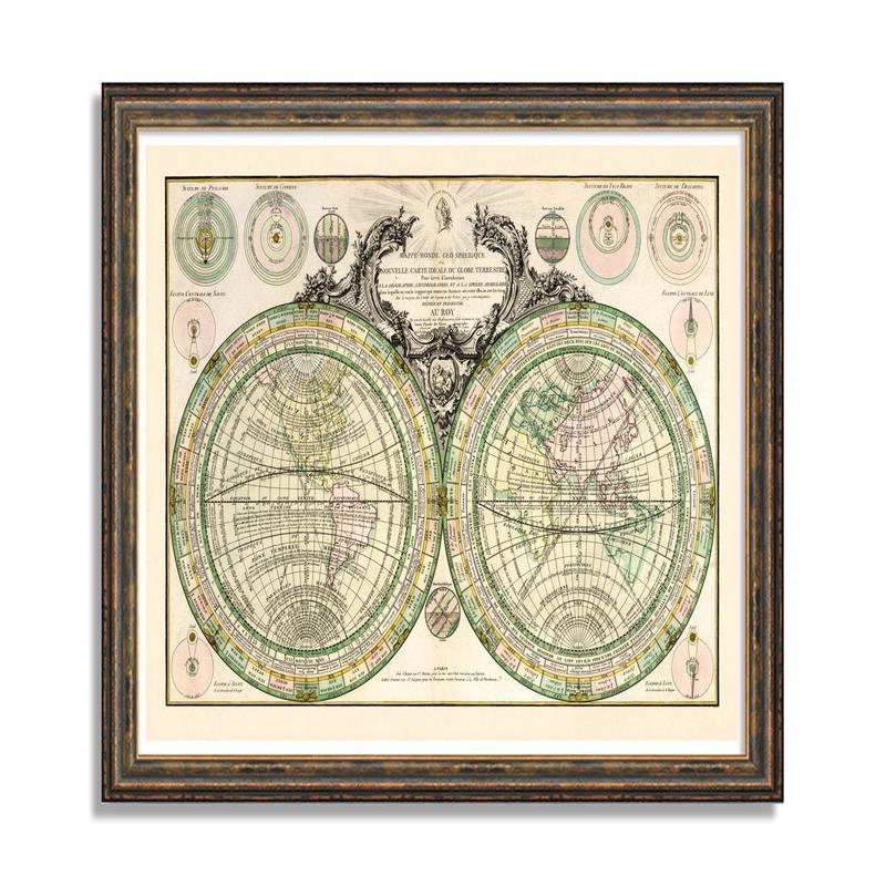 1760 Geo-Spherique Map - Vintage World Map | Archival Matte Paper Print
