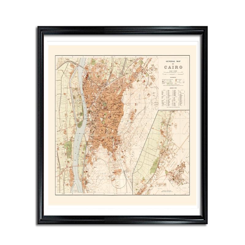 1920 Cairo Map | Historical Map Print - Museum Quality Decorative Wall Art