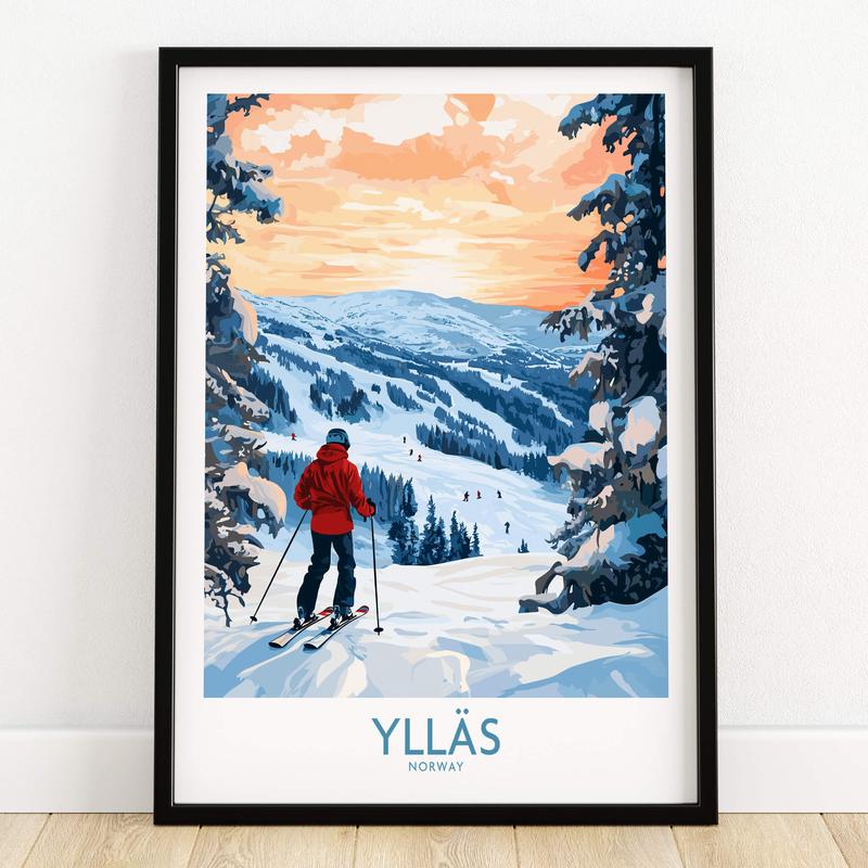 Ylls Norway Wall Art | Skiing on Slopes Illustration