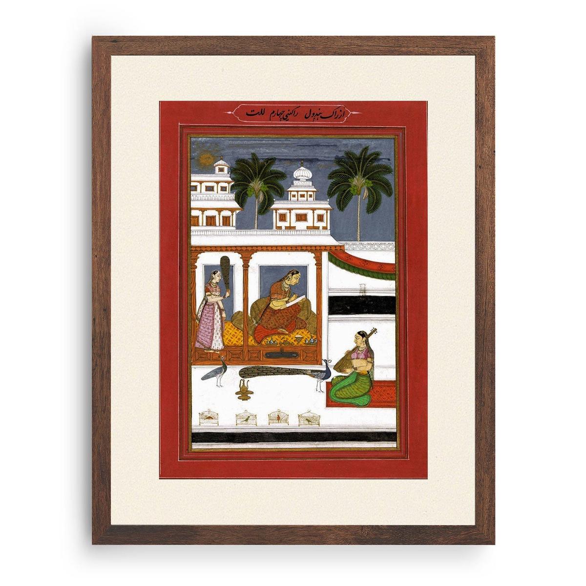 Woman draws the portrait of her absent lover, Indian Miniature Paintings