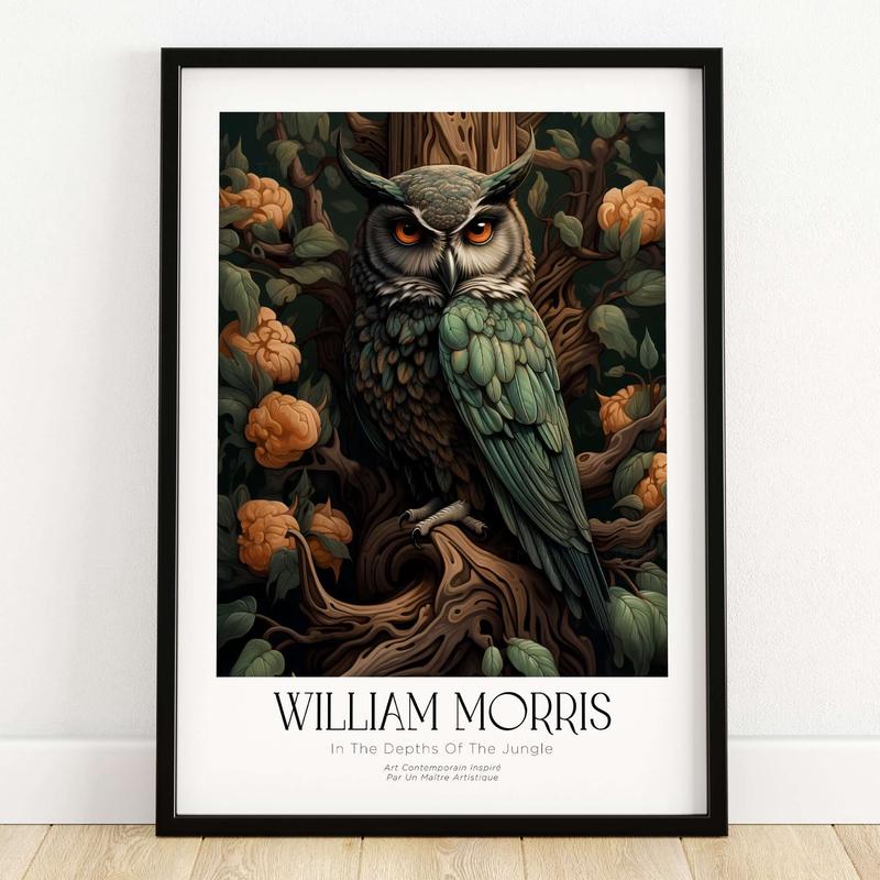 William Morris Prints - Wise Owl Botanical Art Print - Floral Tree Poster