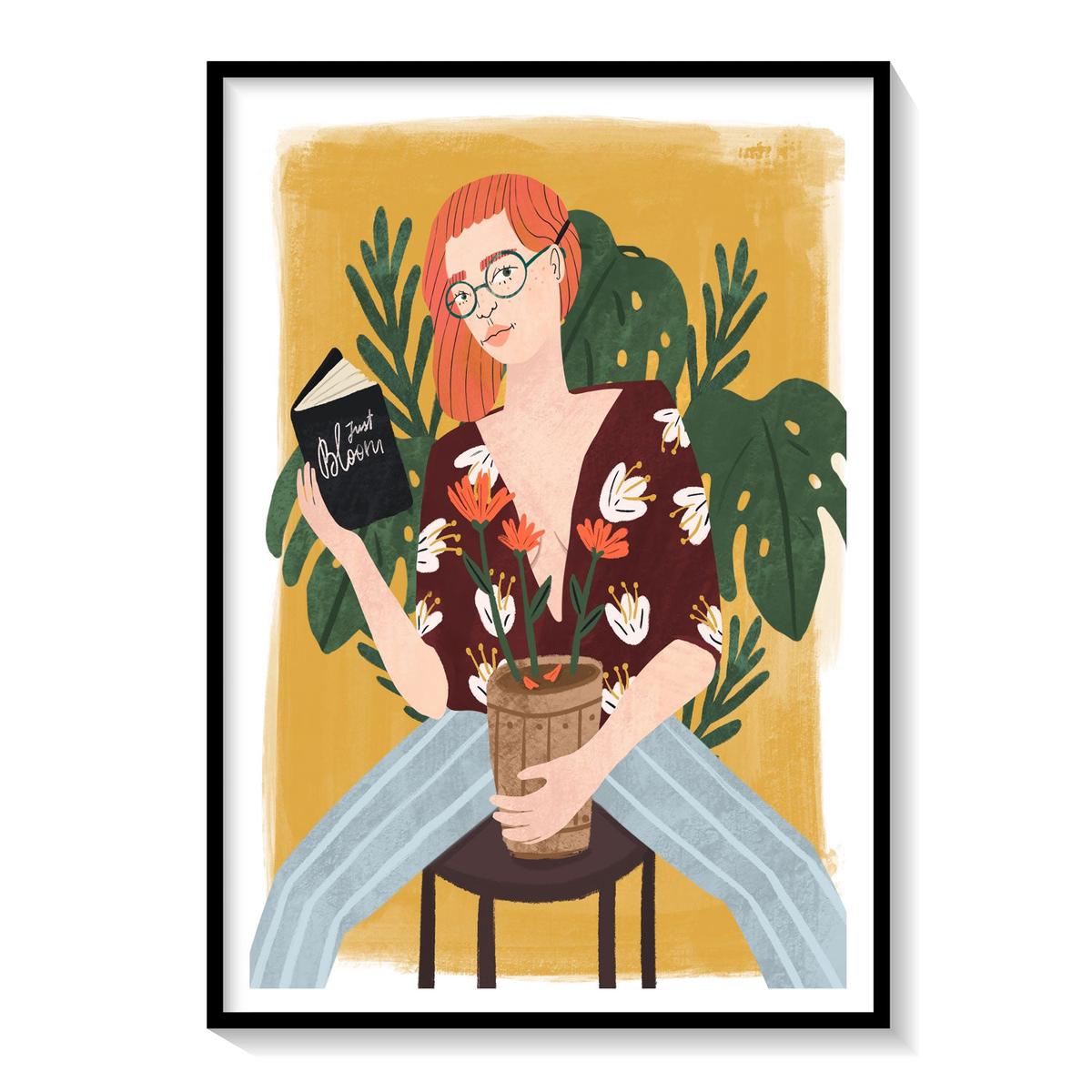 Woman reading a book, Fashion Art Painting