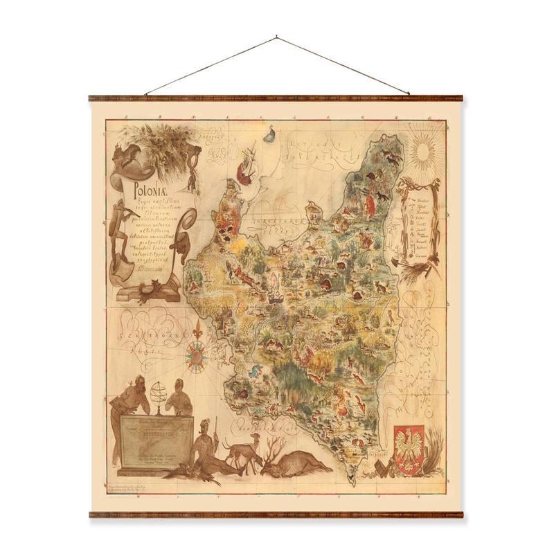 1938 Poland Map - Vintage Canvas Scroll Map With Hand Restored Antique Wall Art