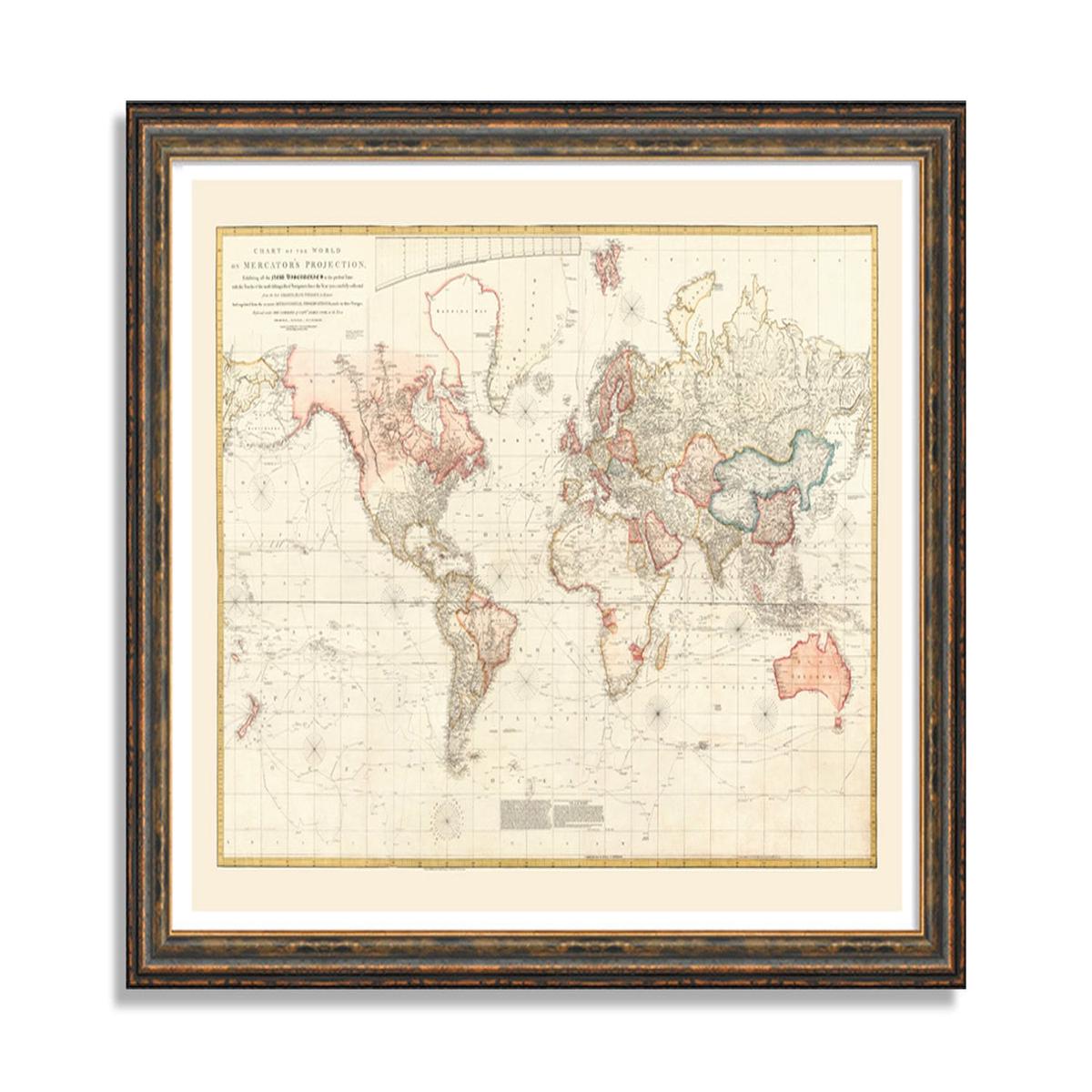 1808 World Voyage Map - Vintage Explorer Map on Archival Matte Paper