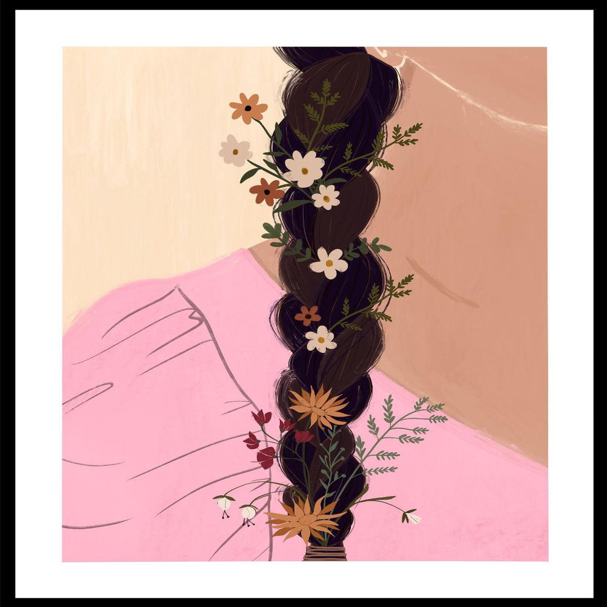 'Braided Wildflowers' Aesthetic Art Print