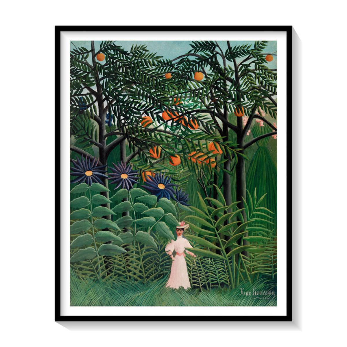 Woman walking in forest, Henri Rousseau Painting