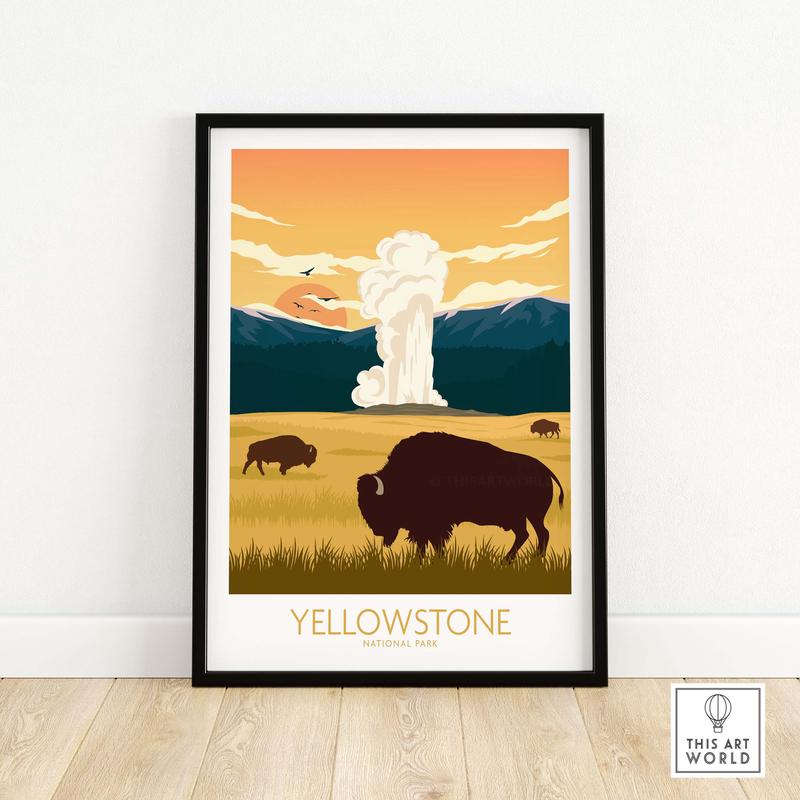 Yellowstone Wall Art |  National Park Poster