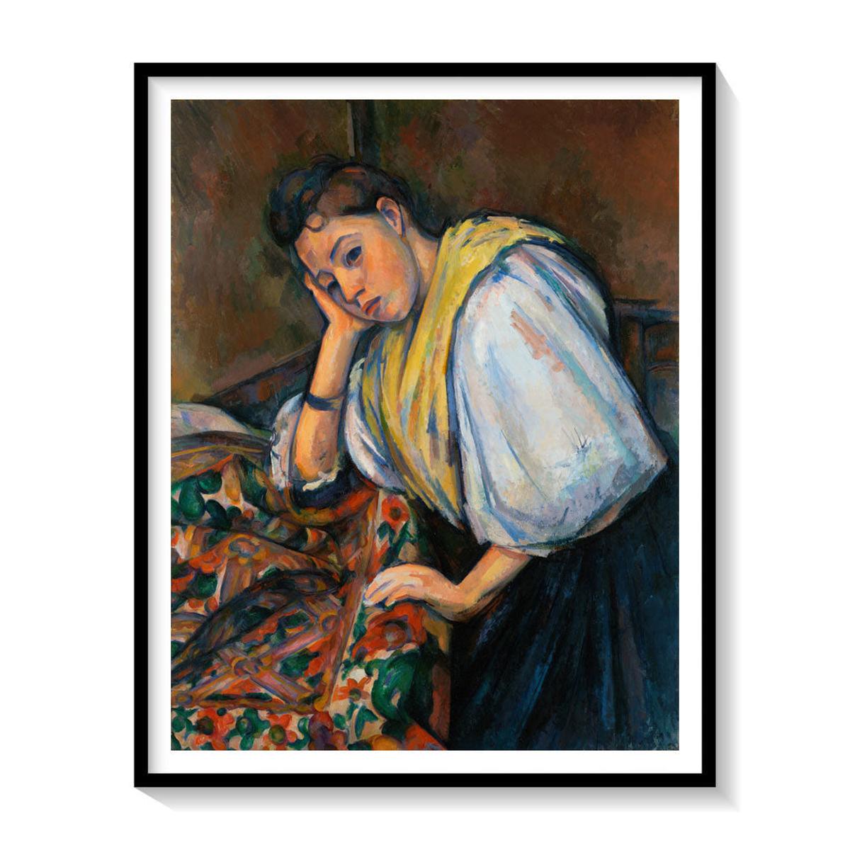 Young Italian Woman at a Table, Paul Cezanne Painting