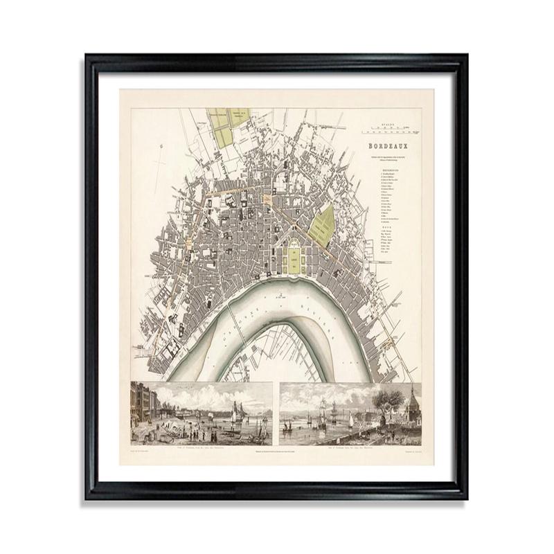 1832 Bordeaux Map - Antique City Map Print | Hand Restored Historical Artwork
