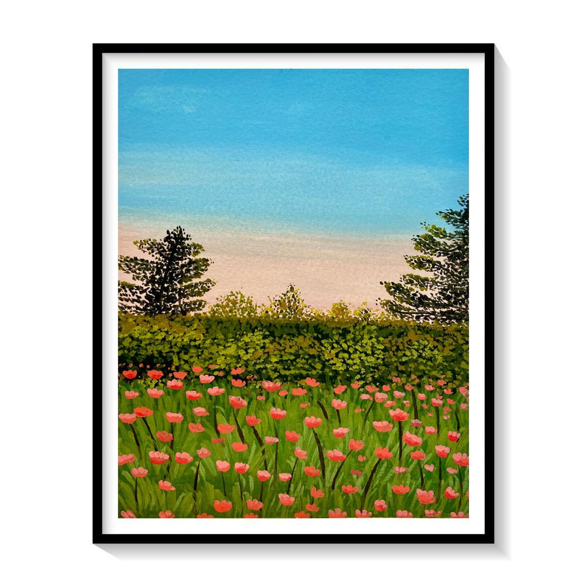 A Field Full of Tulips, Wall Art, Botanical Art, Nature Framed Art, Floral Flower Art