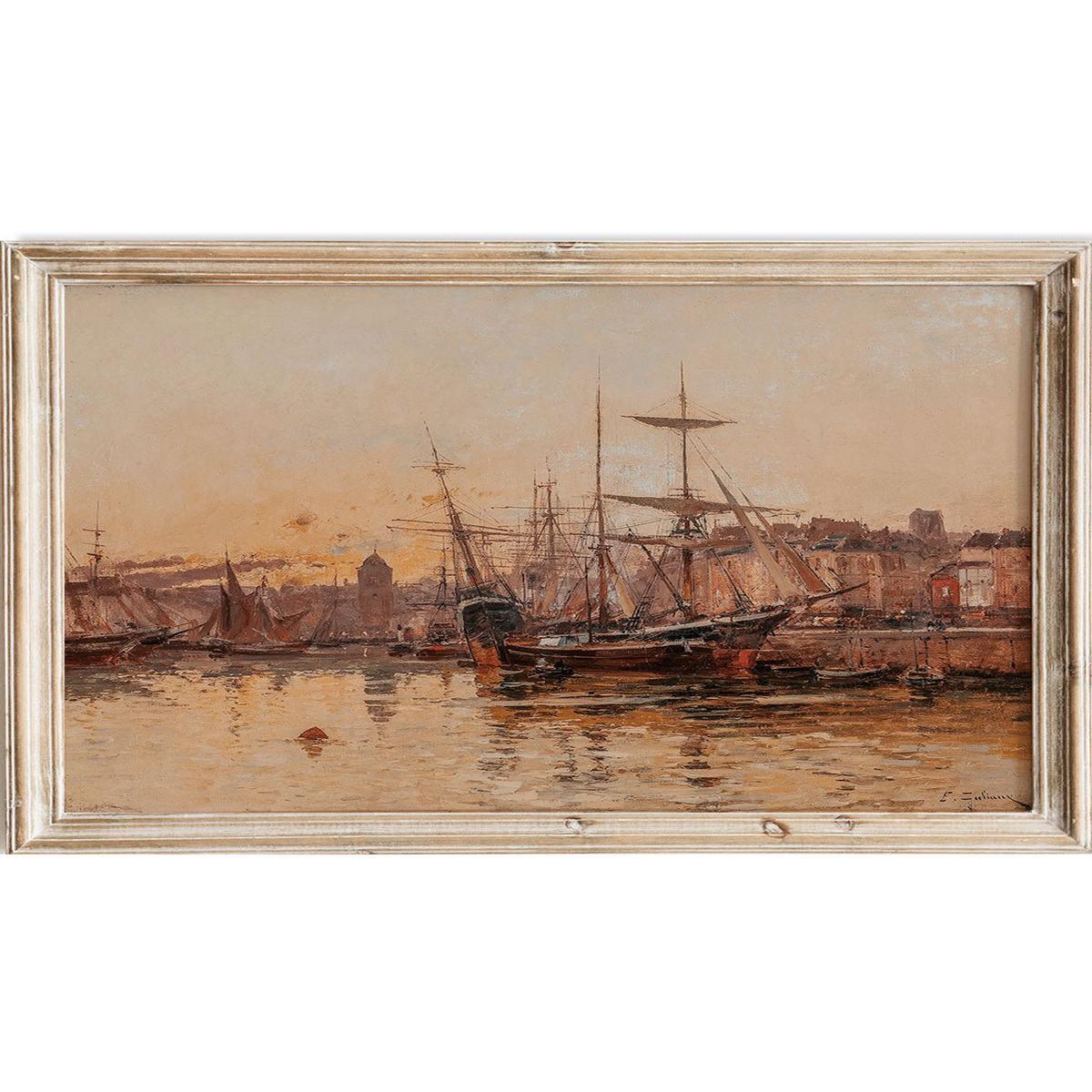 "Sailboats at the Dock in Normandy" Art Print
