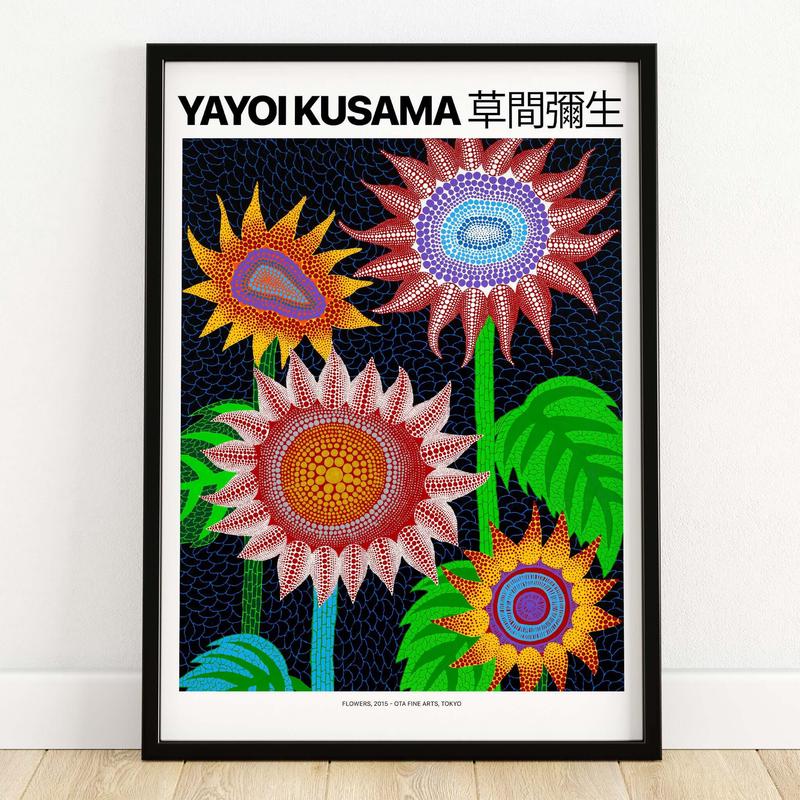 Yayoi Kusama Colorful Flowers 2015 Tokyo Art Print Poster Contemporary Polka Dot Wall Art