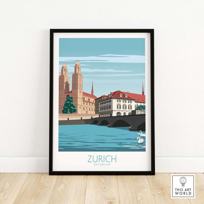 Zurich Wall Art Print | Switzerland Travel Poster