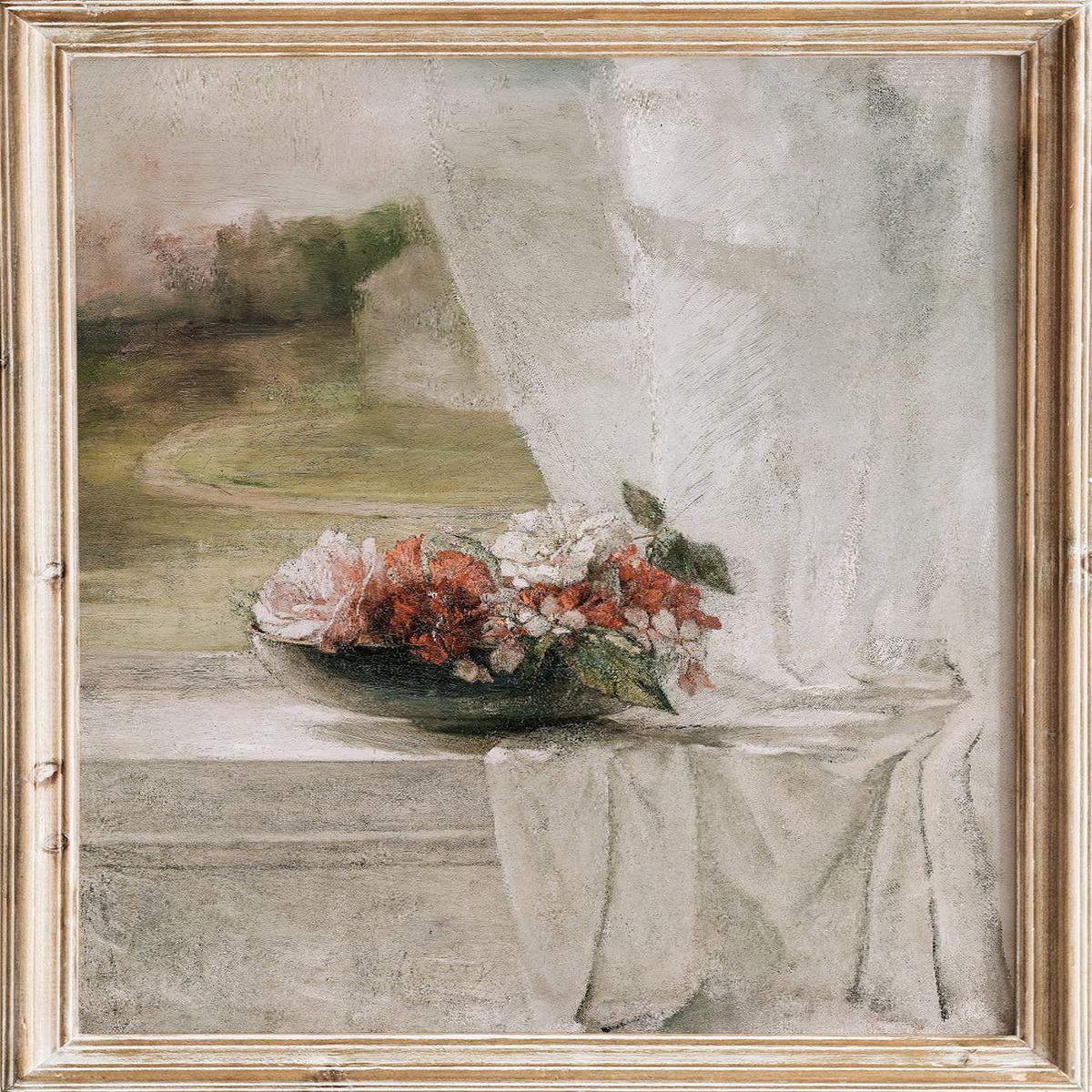 "Flowers on a Window Ledge" Art Print