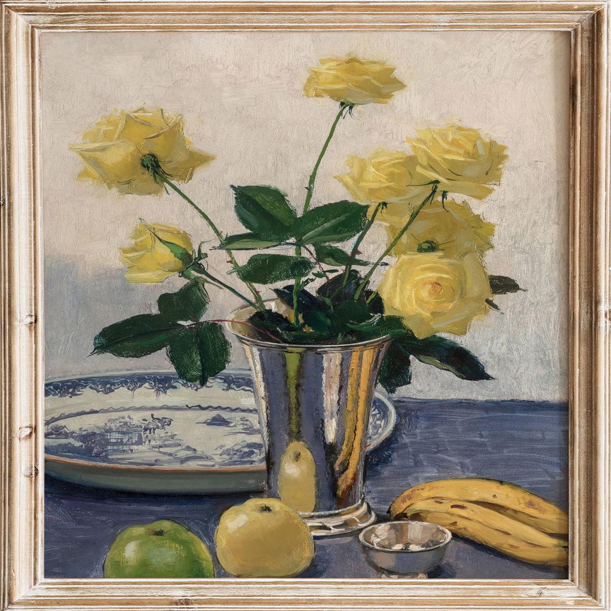 "Still Life with Yellow Roses" Art Print