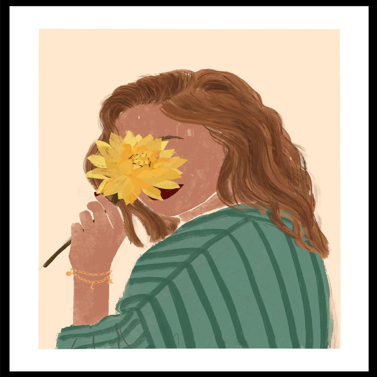 'Girl in Green Stripes' Aesthetic Art Print