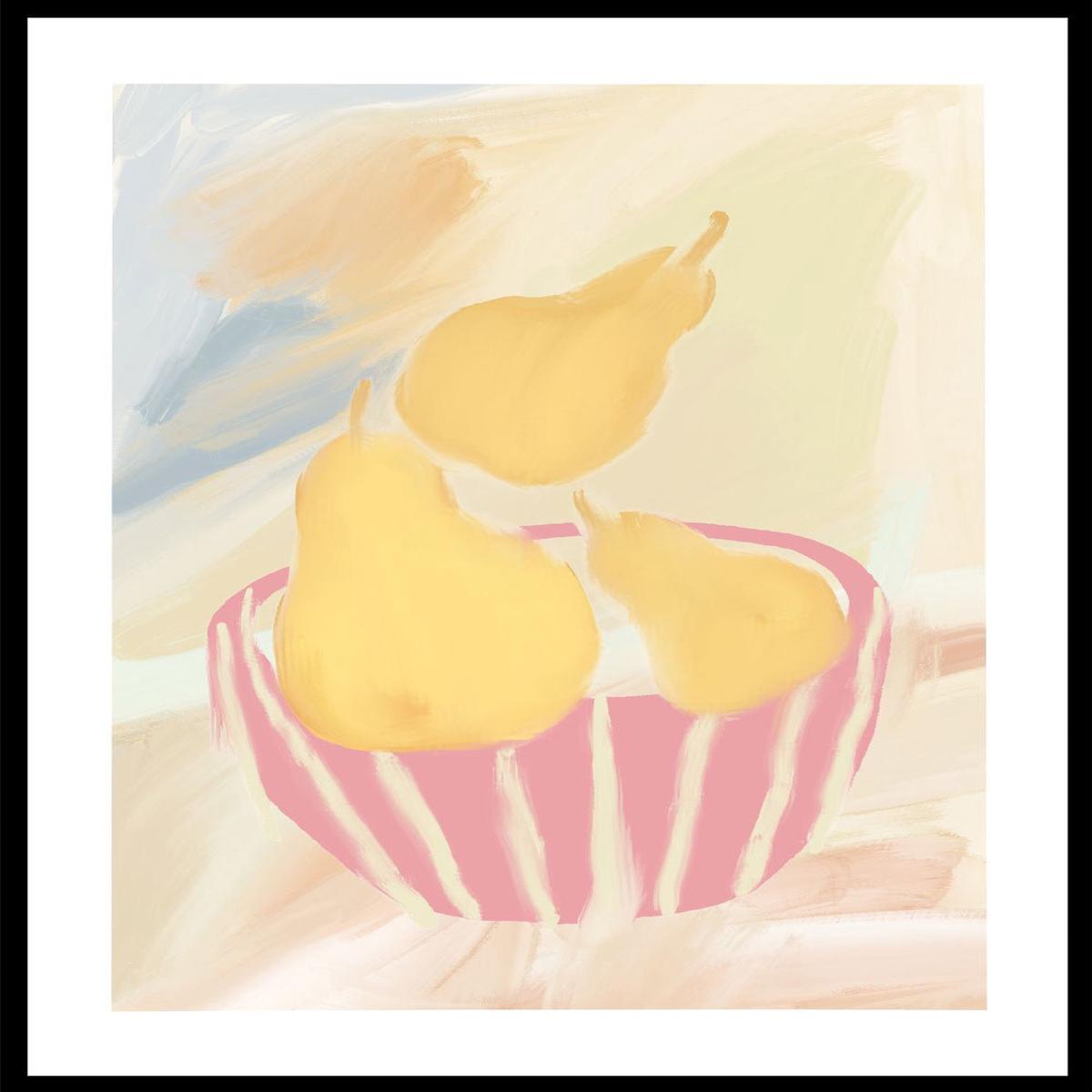 'Striped Bowl with Golden Pears' Aesthetic Art Print