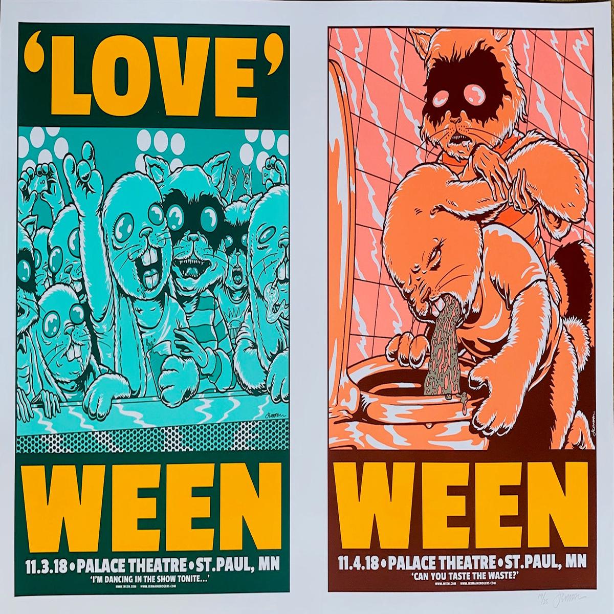 WEEN two nights in St Paul vomit/dance 19/25 (both images on one sheet of paper)