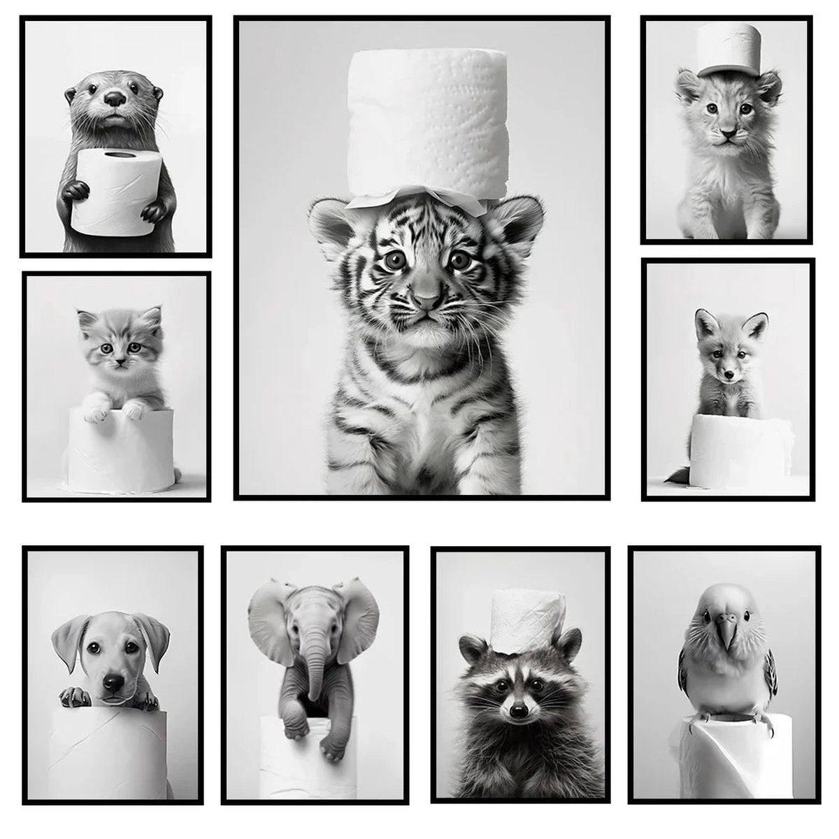 Animal Bathroom Canvas Posters