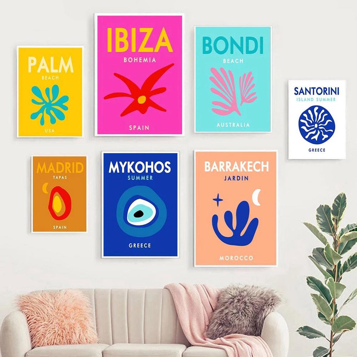 Yeknu Preppy Cities Bright Canvas Posters