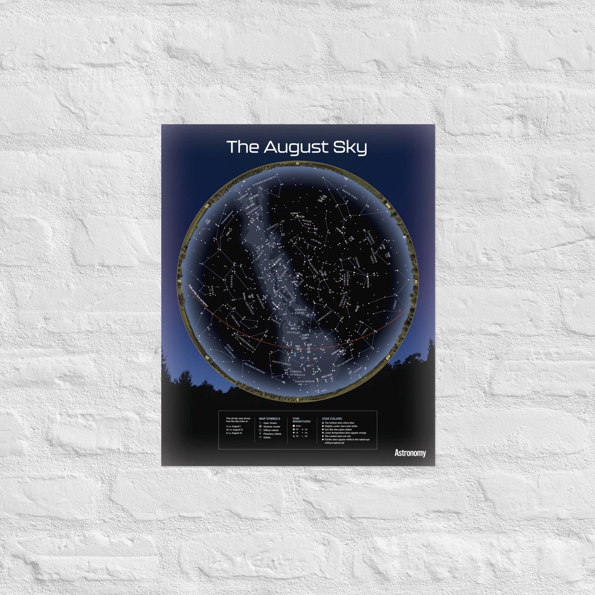 August Sky Map Poster - 16"x20"