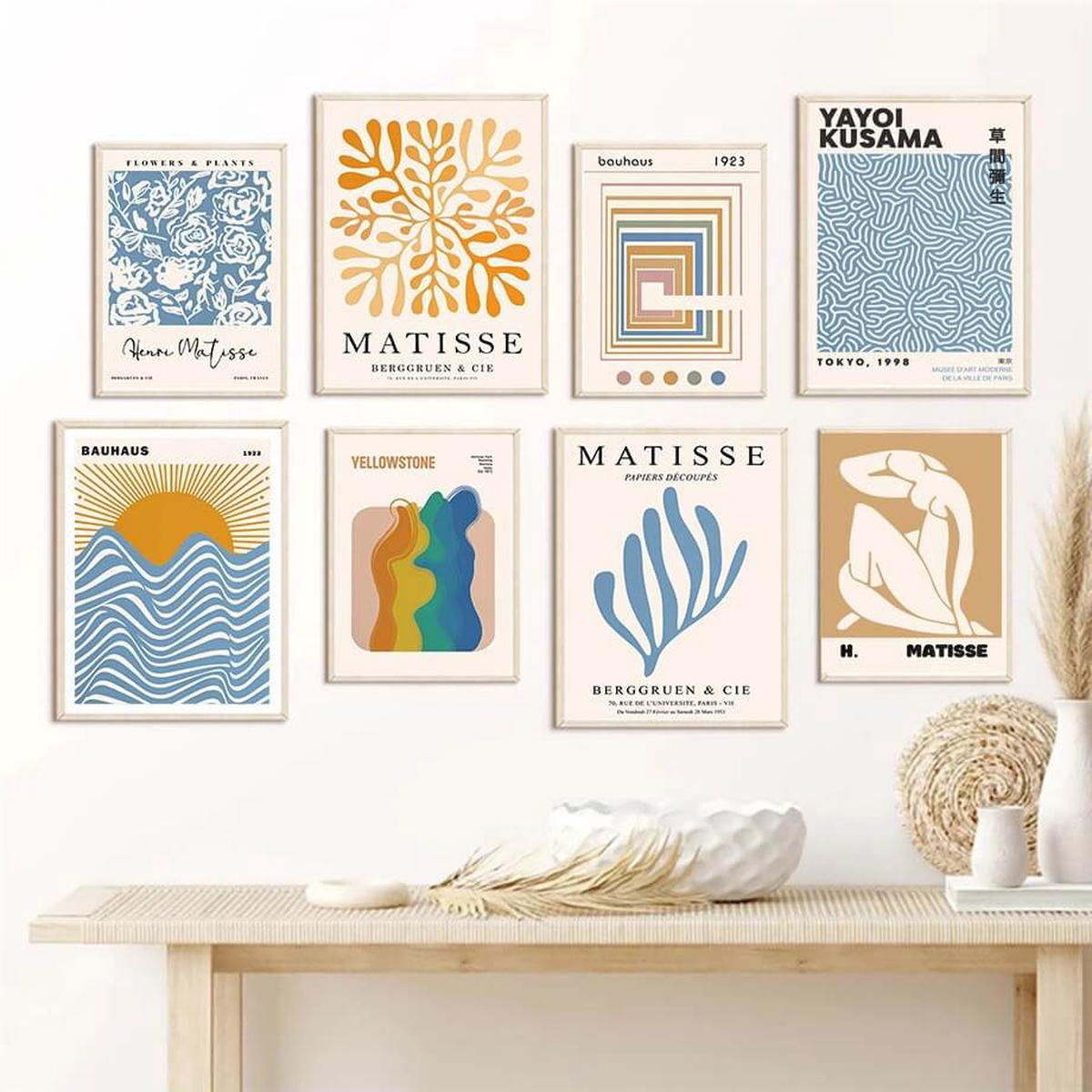 Yeknu Pale Orange & Blue Gallery Wall Canvas Posters