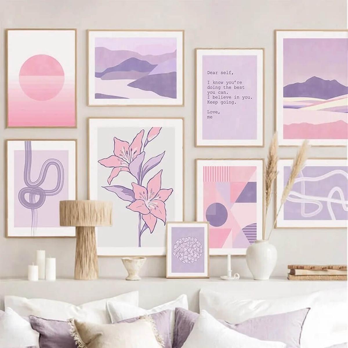 Yeknu Purple Minimal Art Canvas Posters