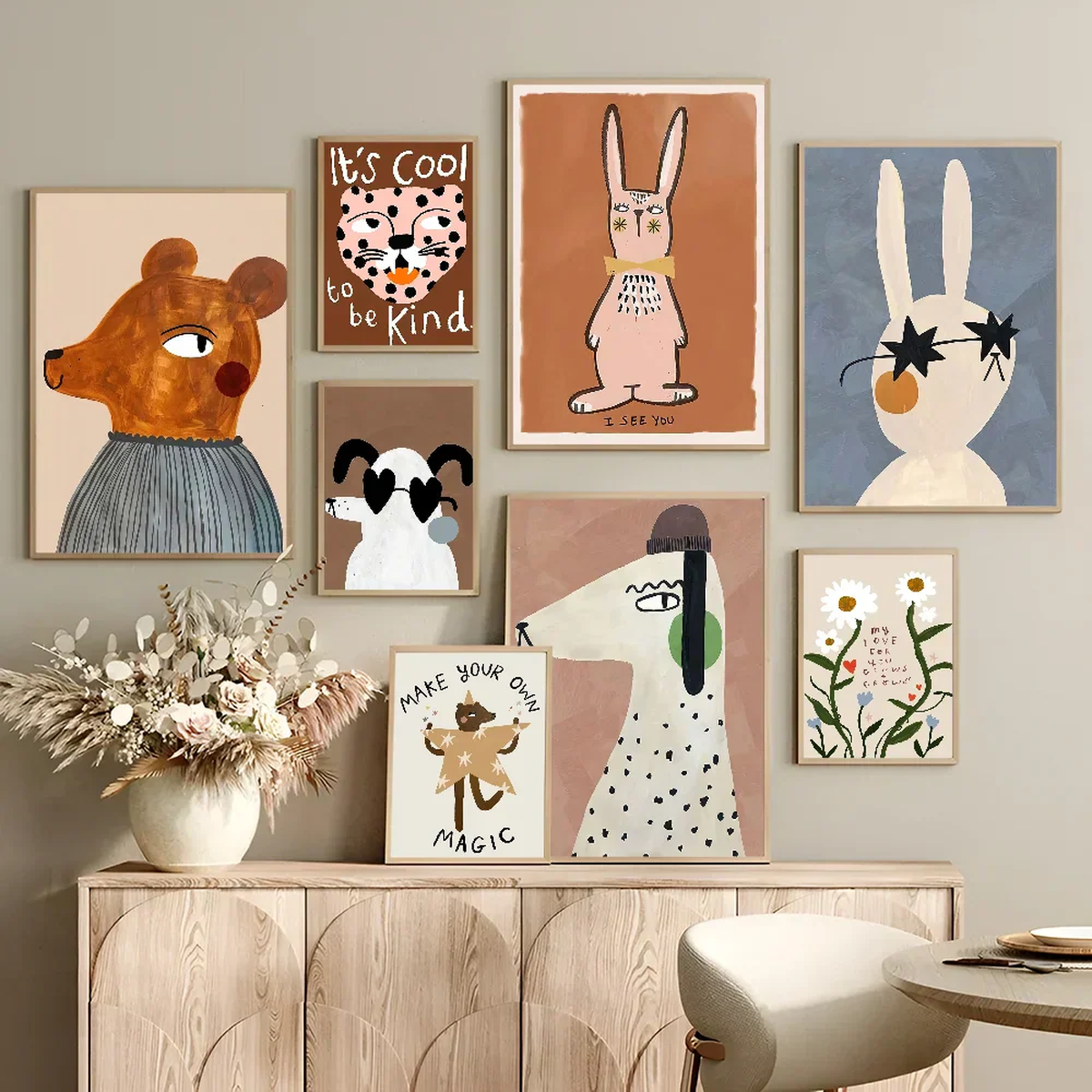Animal Print Rainbow Wall Posters