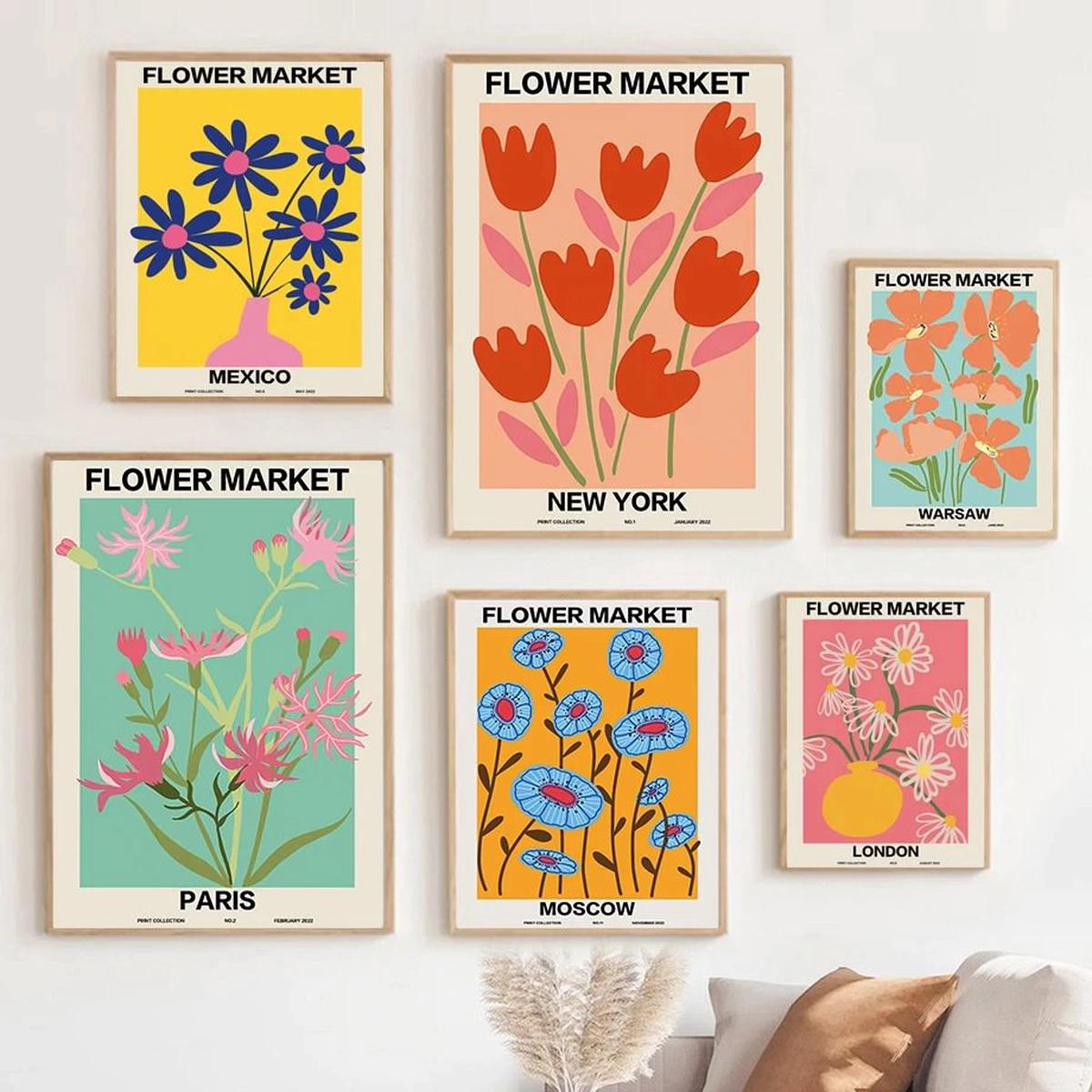 Yeknu Flower Market Gallery Wall Canvas Posters